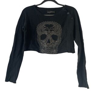 Zadig & Voltaire Crystal Skull Cashmere Crop Sweater